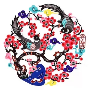 Decorazione cinese fatta a mano su carta tagliata / Decorazione per finestra portafortuna / Decorazione da parete di arte popolare / Regalo di buona fortuna / Arte tradizionale cinese / Capodanno lunare