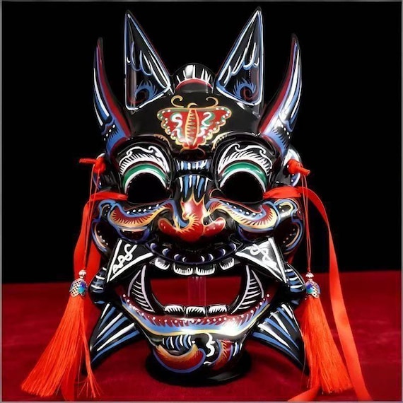Wearable Nuo Mask, Traditional Chinese Shamanic Mask, Butterfly