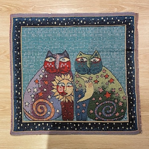 天の守護猫のタペストリー | 太陽と月の壁掛け | 織りアート