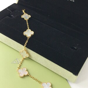 Authentic VCA Vintage 18K Yellow gold White mother-of-pearl Bracelets