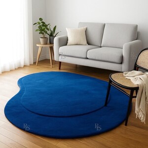 Hand-Tufted Wool Rug: Bold Blue Abstract Accent Carpet
