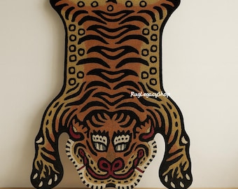 Hand-Tufted Wool Rug: Tibetan  Tiger rug New Zealand wool