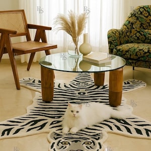 Hand Tufted Tiger Rug - Animal Shaped Accent Carpet for Living Room, Nursery & Kids Room Decor Custom size available