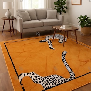 Hand Tufted Safari Leopard Print Wool Area Rug Modern Animal Design Carpet for Living Room Bedroom custom size available