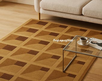 Hand Tufted New Zealand Wool Rug – 3D Geometric Cube Design