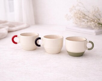 Taza de café de cerámica hecha a mano / Cerámica minimalista, té y espresso
