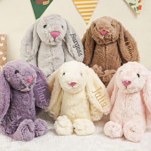 Personalized Plush Bunny Rabbit,Embroidered Bunny Rabbit,Monogrammed Bunny,Bunny Soft Plush Toy,Newborn Baby Gifts,Gift For Kids Boys Girls
