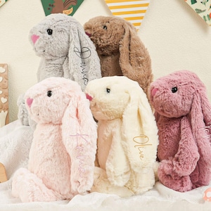 Embroidered Bunny Rabbit,Monogrammed Bunny,Personalized Plush Bunny Rabbit,Bunny Soft Plush Toy,Newborn Baby Gifts,Gift For Kids Boys Girls
