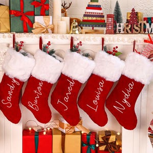 Personalized Red Velvet Christmas Stocking with Sherpa Cuff