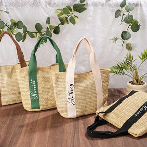 Custom Name Tote Bags,Bridesmaid Gifts,Personalized Straw Bag,Small Beach Bag,Bridesmaid Bags,Bachelorette Gifts,Girls Trip Bags,Straw Bags