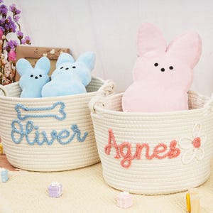 Rope Cotton Baby Gift Basket, Baby Gift Basket, Personalized Baby Shower Gift Basket, Toy Basket, Newborn Gift, Baby Name Gift,Easter Basket