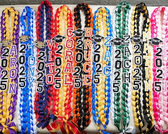 Personalized 2026 Graduation Lei Braided Satin Ribbon, Custom Name