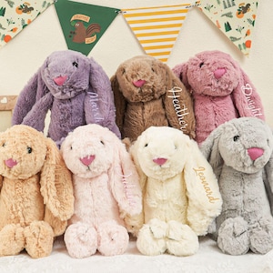 Embroidered Bunny Rabbit,,Bunny Soft Plush Toy,Newborn Baby Gifts,Monogrammed Bunny,Personalized Plush Bunny RabbitGift For Kids Boys Girls