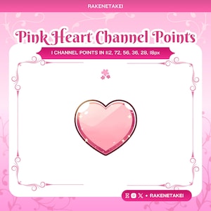 Pink heart, Channel Point Icon, Twitch Channel Point Icon, Badges, Twitch Emotes, Youtube, Discord, Cute, Kawaii, Channel Point Redeem