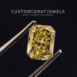 Radiant Cut Yellow Diamond, 1.05 CT Fancy Vivid Yellow Lab Grown Diamond, Yellow Diamond for Engagement Ring, Fancy Color Diamond for Women