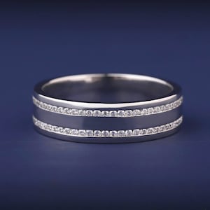 Men's Diamond Wedding Band, 0.75 TW  EF/VS Round Cut Lab Grown Diamond Band, Channel Setting Band, Birthday and Anniversary Gifts for Him