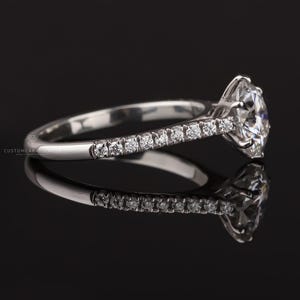 Luxury E/VS1 round lab grown diamond ring, stunning pave engagement ring, proposal or wedding band, ethical diamond, bridal jewelry, sparkling diamond band, romantic Valentine’s gift, elegant love symbol, timeless wedding ring, modern fine jewelry