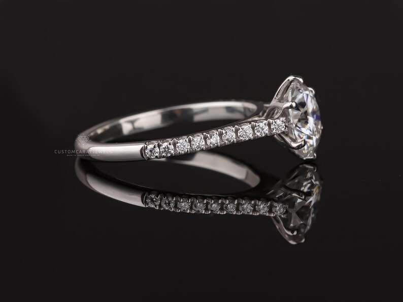 Luxury E/VS1 round lab grown diamond ring, stunning pave engagement ring, proposal or wedding band, ethical diamond, bridal jewelry, sparkling diamond band, romantic Valentine’s gift, elegant love symbol, timeless wedding ring, modern fine jewelry