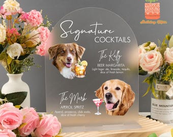 Custom Pet Signature Drink Sign, Dog Signature Cocktails Sign, Acrylic Wedding Bar Menu, Pet Wedding Bar Sign,Dog Signature Drinks Sign,Gift