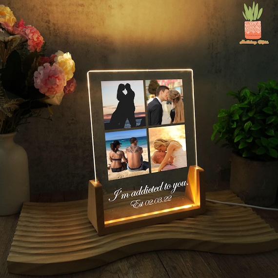 Personalized Photo Night Light Plaque, Couple Photo Lamp, Acrylic