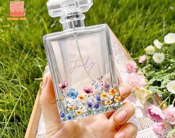 Personalized Floral Glass Perfume Bottle: Custom Refillable Spray Bottle
