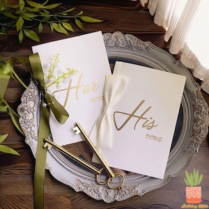 Gelübdebücher 2er-Set, Seine und Ihre Gelübdebücher, Hochzeitgelübdebücher Seide, Goldfoliengelübdebücher mit Seidenband, Hochzeitstagkarte, Hochzeitgelübdegeschenk