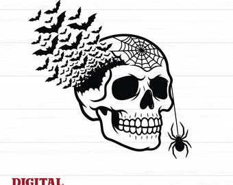 Skull Halloween SVG, Halloween shirt Svg, Spooky Haunted hallows eve Creepy SVG files for Cricut, CNC & Silhouette, Spooky Season mens