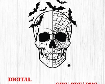 Paquete de imágenes SVG de calaveras de araña, paquete de esqueletos en formato SVG, archivos de corte de calaveras para Cricut, imágenes prediseñadas de calaveras, silueta de calavera, esqueleto en formato SVG, vector de calavera