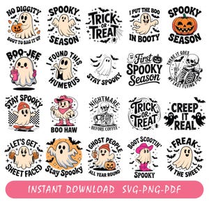 Retro Halloween SVG PNG Bundle, Halloween SVG Bundle, Halloween SVG, Halloween SVG, süße Geist SVG, gruselige Saison SVG, T-Shirt svg, Cricut, Silhouette