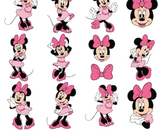 Pink Minnie Mouse Layered SVG Bundle, Minnie Bow Cut File, Mouse SVG, clipart, digital file, Minnie Mouse SVG Bundle, Princess Svg