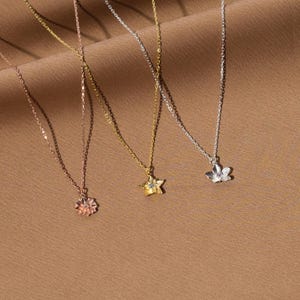 Sterling Birth Flower Necklace with Birthstone, Personalized Flower Necklace, Birthday & Christmas Gift, Dainty Birth Flower Necklace