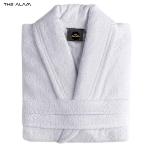 White Combed Cotton Bathrobe – Soft Absorbent Spa Robe, Unisex Luxury Bath Robe for Men & Women