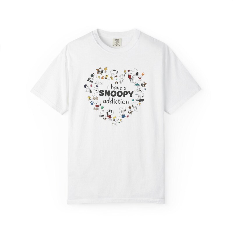 Black Snoopy Comic Print Cotton T-Shirt main image 0