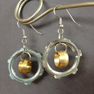 Unique hardware dangle earrings
