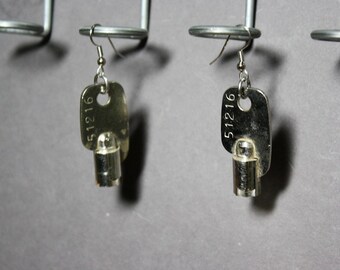 upcycled metal key earrings