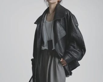 レディースオーバーサイズ本革ボンバージャケット、レディースレザー