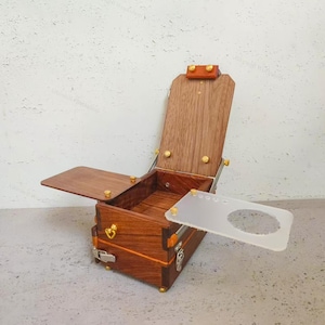 Black Walnut Painting Box，Double-Layer Painting Box，Painting Tool Storage，Oil Painting Box，Paint From Life，Outdoor Painting，Pigment Storage.
