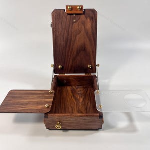 Zwarte walnoothouten verfdoos, Enkellaagse verfdoos, Massief houten multifunctionele verfdoos, Zwarte walnoothout olieverfdoos