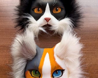 手作りの猫マスク、獣人、猫、動物、コスプレ、クアドロビクス用マスク