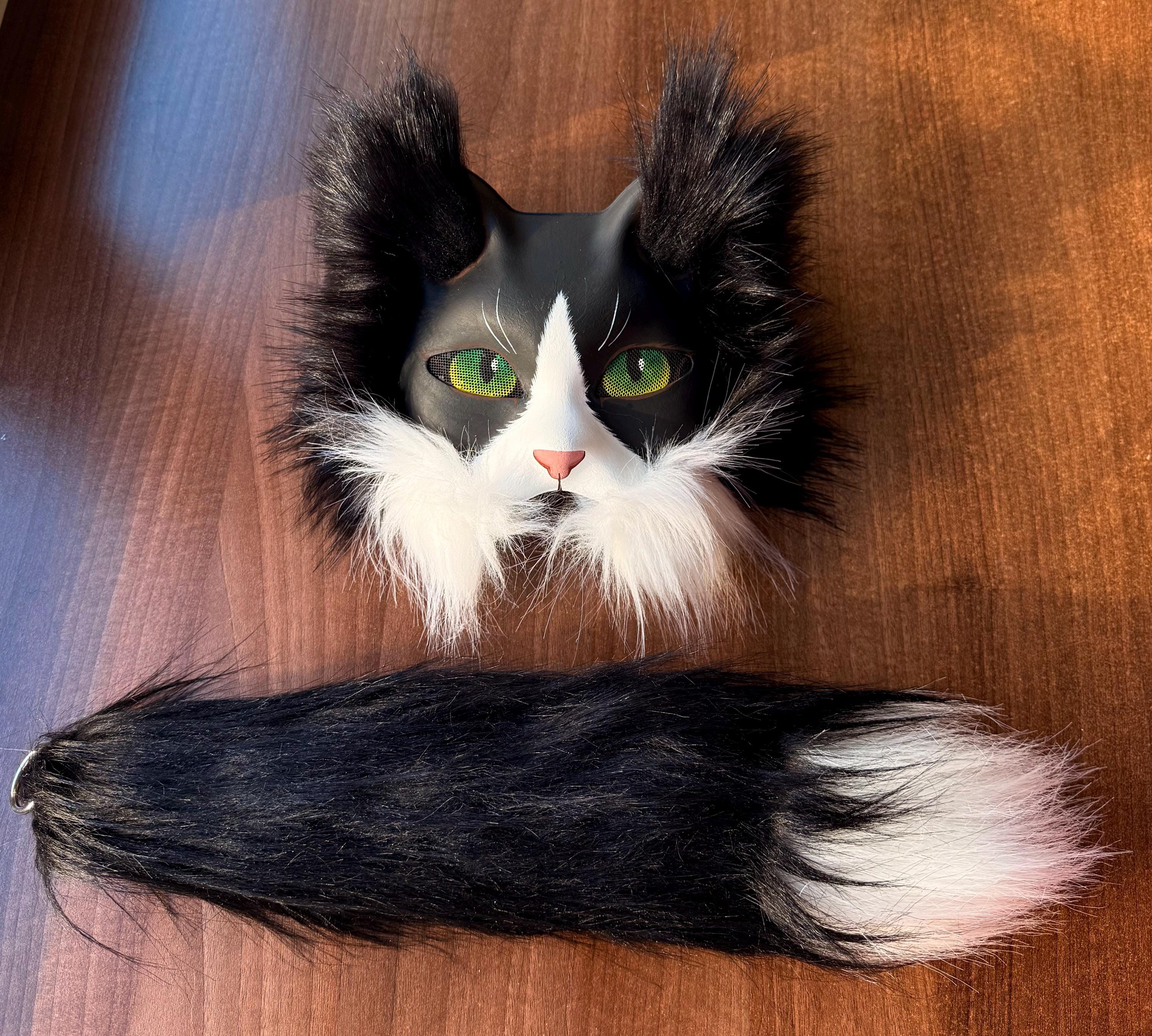 Handmade Maine Coon Cat Mask and Tail: for Therians, Cosplay, Furries
