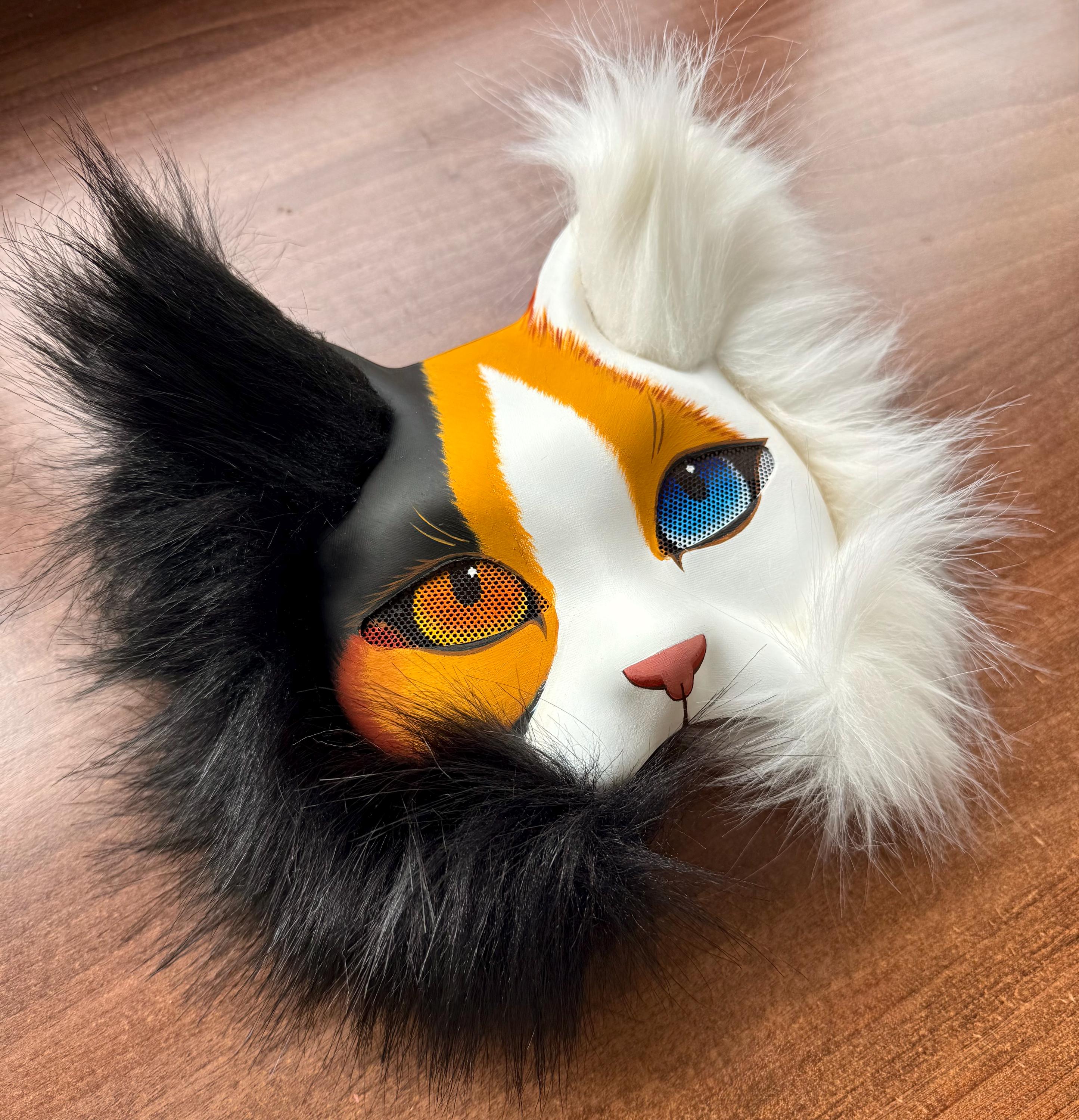 Handmade Calico Cat Mask and Tail: for Therians, Cosplay, Furries - Etsy