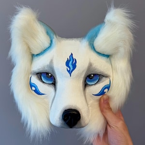 White Wolf Therian Mask – Handmade Ethereal Wolf Mask for Quadrobics, Outdoor Running, Therian Expression. Great gift for kids and teenagers