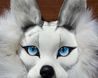 White Fox Mask, Therian Fox Mask, Cosplay White Fox Mask, Ice Fox