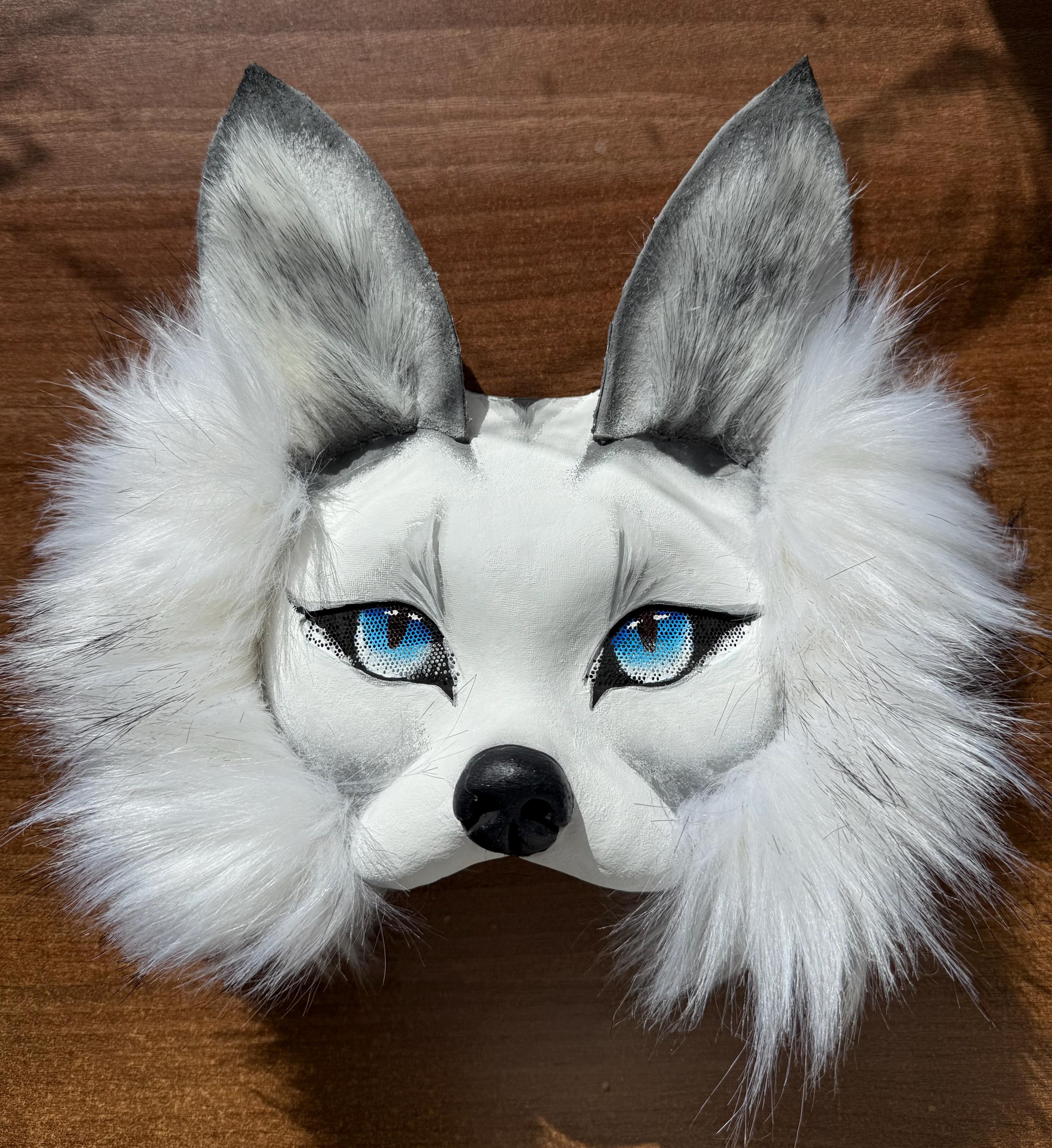 White Fox Mask, Therian Fox Mask, Cosplay White Fox Mask, Ice Fox