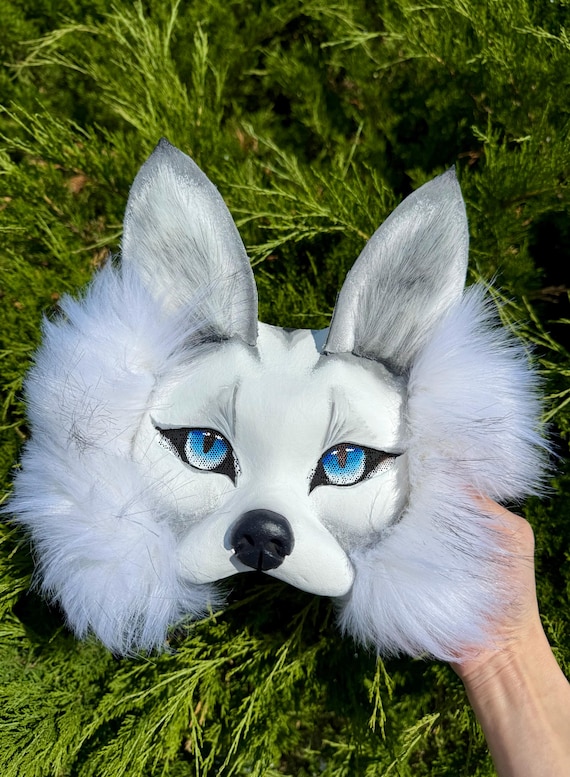 獣人キツネマスク、白キツネマスク、コスプレ白キツネマスク、クアドロ