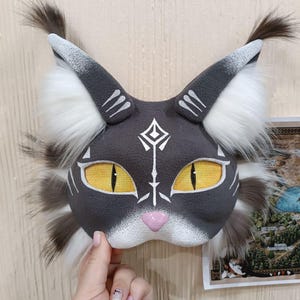 Forest cat mask, therian gray cat mask, animal mask, cosplay, mask for quadrobics, therianthropy