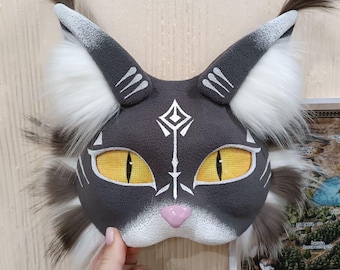 Máscara de gato da floresta, máscara de gato cinza therian, máscara de animal, cosplay, máscara para quadrúpedes, teriantropia