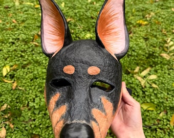 Doberman dog mask for therians, quadrobics, therianthropy, cosplay