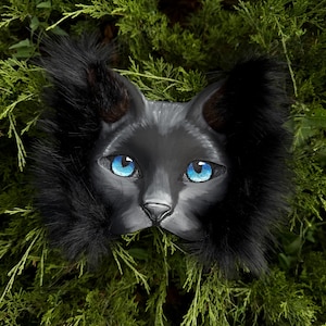 Handmade black cat mask, therian mask, animal mask, cosplay, furry mask for quadrobics, therianthropy