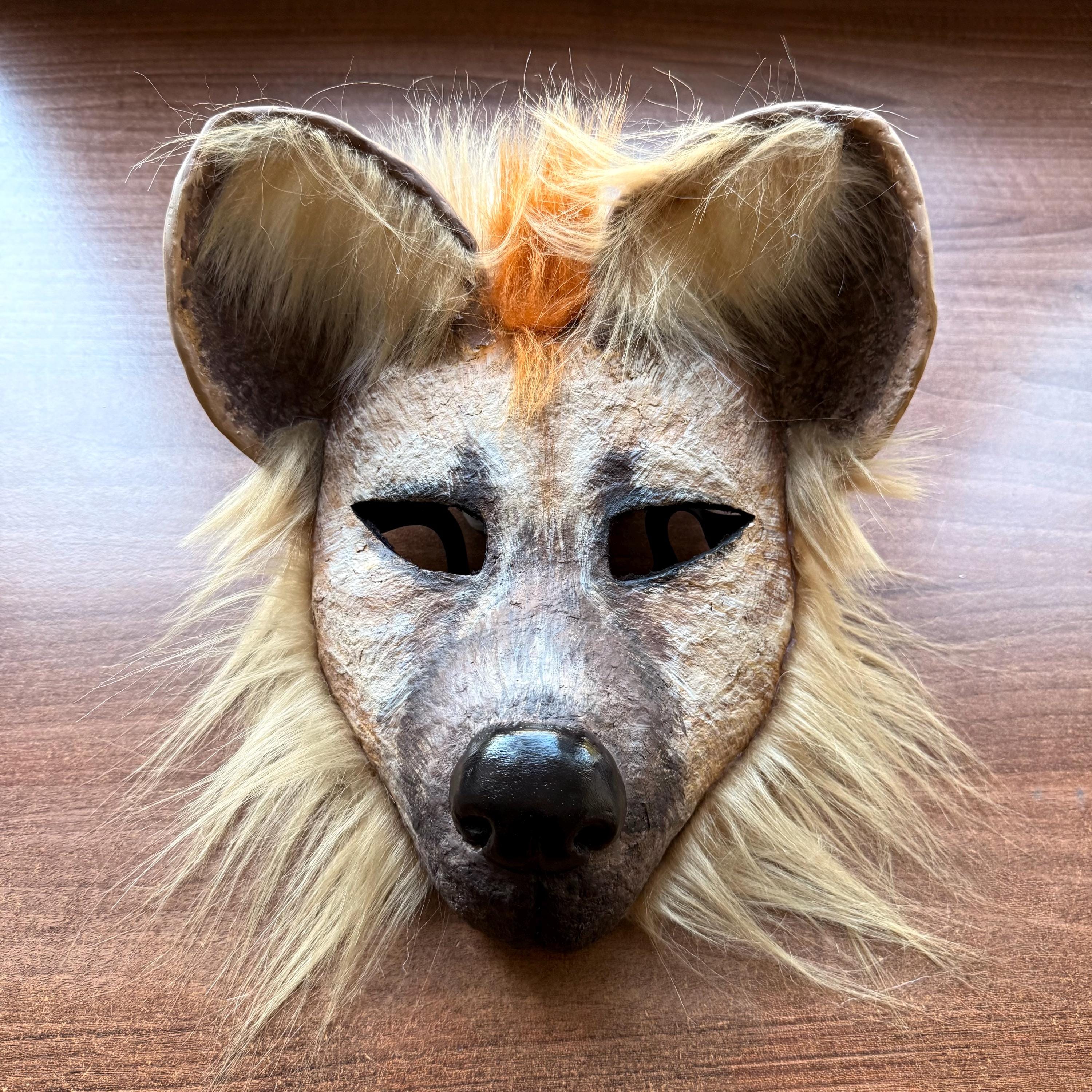Handmade Hyena Mask and Faux Fur Tail, for Therians, Furries